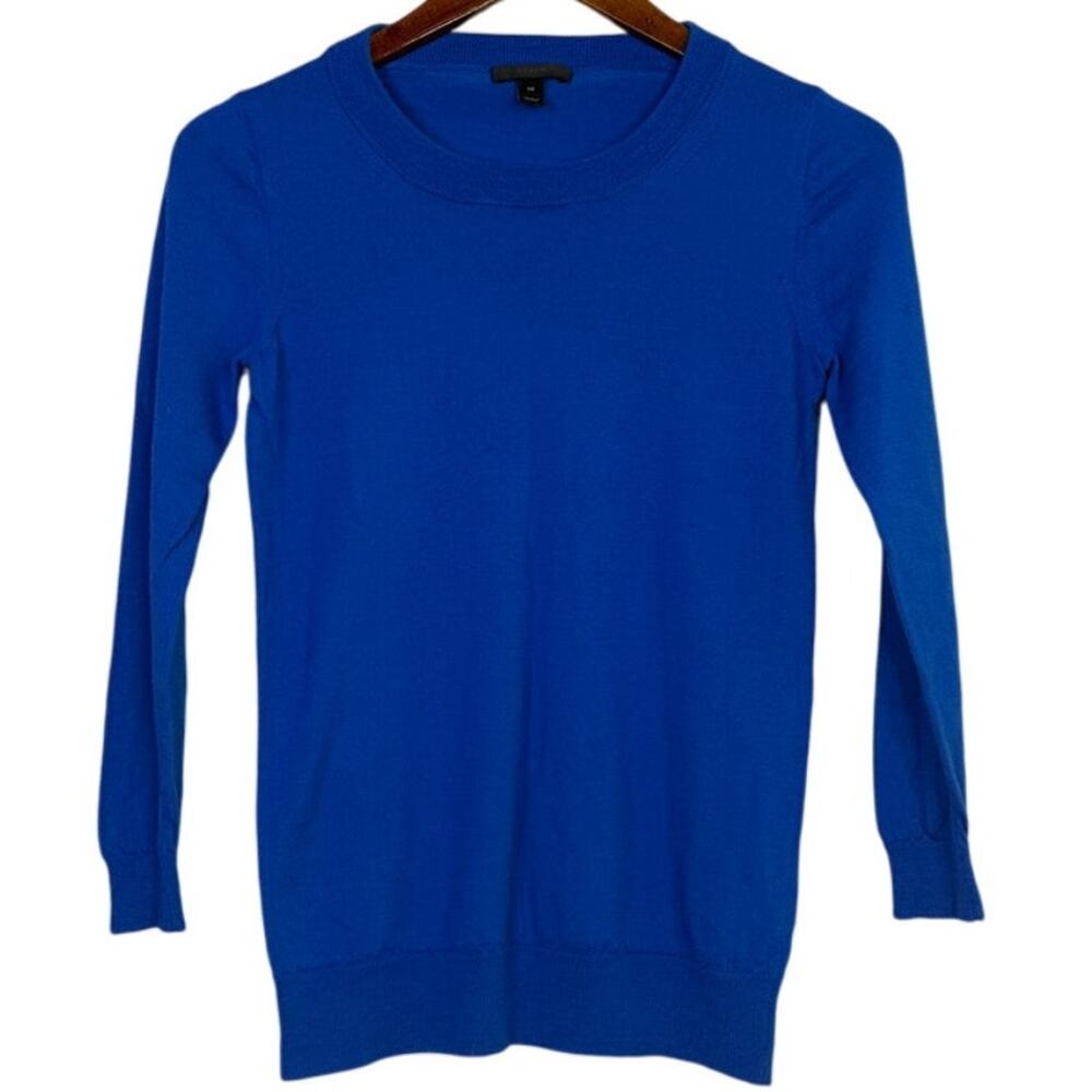 J. Crew Soft Merino Wool Long Sleeve Crew Neck Sweater Cardigan XS Royal Blue
